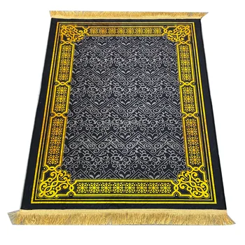 Новый мусульманский молитвенный ковер Исламская коленопреклоненная молитва Утолщенное Золотое бархатное молитвенное одеяло с бриллиантами, моющийся молитвенный коврик