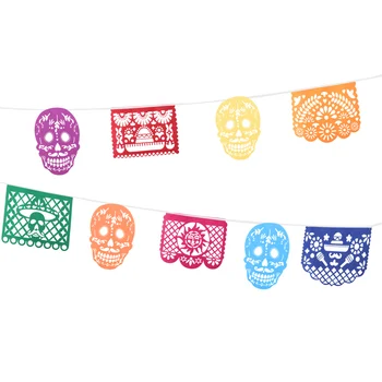 Мексика Тянет Флаг День Мертвых Висит Баннер Мексиканская Тематическая Вечеринка Декор Хэллоуин Пиньята Овсянка Войлочные Украшения Баннеры