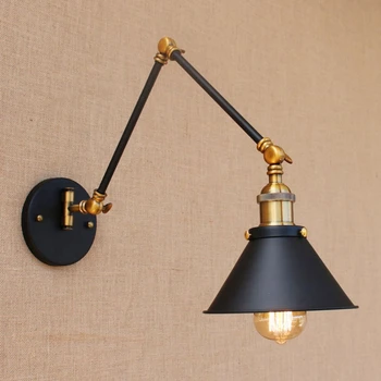 Настенный светильник LukLoy, регулируемый промышленный винтажный настенный светильник E27 в стиле ретро, металлические винтажные светильники для украшения домашнего офиса
