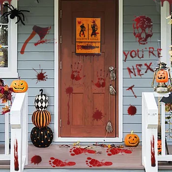 Новые наклейки для украшения Хэллоуина Наклейки с кровавым отпечатком руки Принадлежности для украшения окон и дверей Дома с привидениями на Хэллоуин