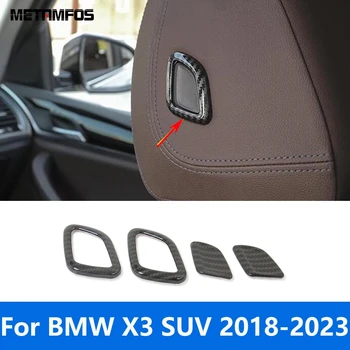 Для BMW X3 2018-2022 2023 Подушка для подголовника сиденья из углеродного волокна, Кнопка Регулировки подголовника, Отделка крышки, Аксессуары для интерьера, Стайлинг автомобиля
