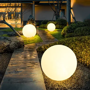 Современный торшер для газона на открытом воздухе LED Sphere Светильники для домашнего декора Водонепроницаемое Освещение от солнечной зарядки Креативные Фонари во дворе