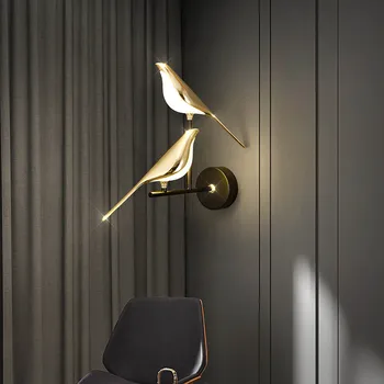 Современная Простота Светодиодный настенный светильник Magpie Bird Model Light Бра для внутреннего освещения Домашней кухни, прикроватной тумбочки, спальни, гостиной