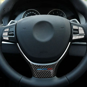 Углеродное волокно Кнопки Рулевого Колеса Автомобиля панель переключения Рамка Крышка Наклейка Накладка Для BMW 5 7 Серии F10 5gt F07 F01 F02 Аксессуары