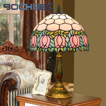 BOCHSBC настольная лампа с витражным стеклом Тиффани в пасторальном стиле арт-деко гостиная столовая спальня прикроватный бар декор лампа Рабочая лампа