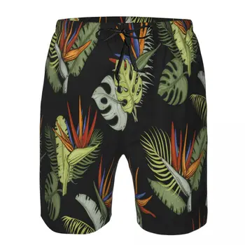 Мужские пляжные короткие шорты для плавания с яркими тропическими цветами, спортивные шорты для серфинга, купальники