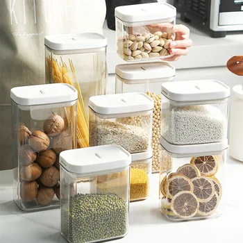 Кухонный ящик для хранения Контейнеры для хранения продуктов Пластиковый бак для хранения зерна Герметичный Влагостойкий контейнер с крышкой Кухонные принадлежности