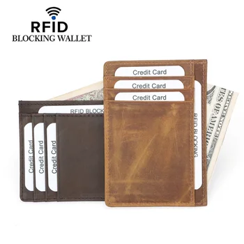 RFID Кожаный чехол для кредитных ID-карт, мужской винтажный минималистичный кошелек, сумка для денег, Женский тонкий держатель для карт, кошелек для монет Высокого качества 2023