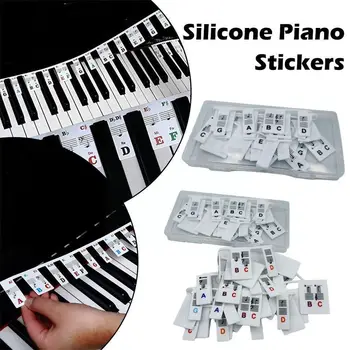 61 Клавиша НОВЫЕ Красочные силиконовые наклейки для клавиатуры пианино Светящиеся этикетки для заметок на клавиатуре пианино Символ для белых клавиш