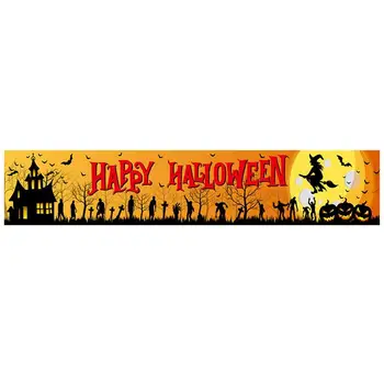 Баннер на фоне Хэллоуина, черно-оранжевый баннер для забора на Хэллоуин, 300x50 см / 118x19 дюймов, украшения для вечеринки на Хэллоуин для стены двора