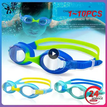 1-10 шт. Профессиональные Красочные Детские Силиконовые плавательные очки с защитой от запотевания, УФ-излучения, Водонепроницаемые силиконовые очки для плавания