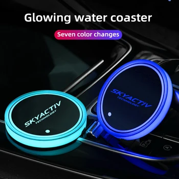 7-цветной светодиодный Автомобильный подстаканник со Светящейся подставкой для стакана воды для Mazda Skyactive Аксессуары для интерьера