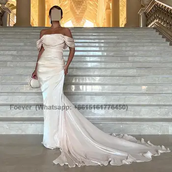 2023 Элегантное бежевое вечернее платье в арабском стиле русалки с открытыми плечами для женщин, свадебная вечеринка в Дубае, длинные вечерние платья SF001