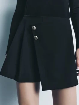 Черная мини-плиссированная юбка Для женщин, Новинка лета 2023, Модная элегантная офисная леди Faldas Bottom, Повседневные простые женские юбки