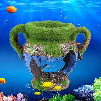 Аквариумные Украшения из смолы, Имитация декоративной вазы, Аксессуары для ландшафтного дизайна Hide House Для украшения аквариума с рыбками