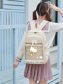 Школьный рюкзак Hello Kitty Sanrio с Совместным названием Cinnamoroll Melody Kuromi Для Защиты Позвоночника Учащихся Младших классов Средней школы