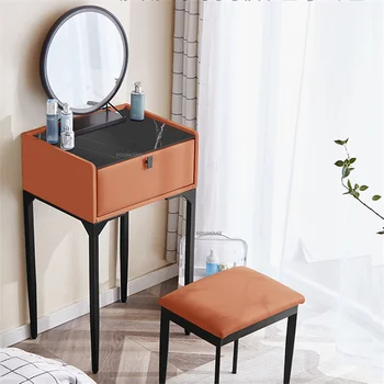 Комоды из массива дерева в скандинавском стиле для мебели спальни, легкий роскошный туалетный столик со светлым зеркалом, одноместный табурет, туалетный столик для девочки