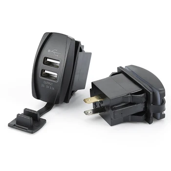 Автомобильное USB Зарядное устройство Водонепроницаемое 3.1A с двумя USB-розетками для автомобиля, мотоцикла, квадроцикла, лодки, адаптера прикуривателя D5