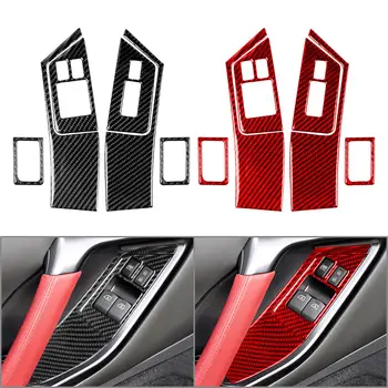 6 шт. Внутренняя внутренняя дверь автомобиля LHD, кнопка включения стеклоподъемника, Декоративная отделка крышки панели для Nissan GTR R35 2008-2016