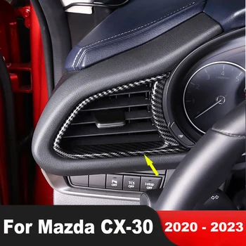 Для Mazda CX30 CX-30 2020 2021 2022 2023 Накладка крышки вентиляционного отверстия бокового кондиционера автомобиля из углеродного волокна, аксессуары для формования интерьера