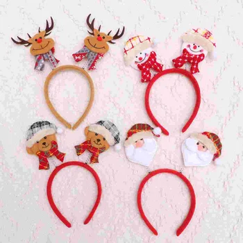 Набор рождественских Бопперов из 4 упаковок, обручи для волос в рождественской тематике, Рождественские Весенние повязки, головной убор для вечеринки с оленьими рогами,