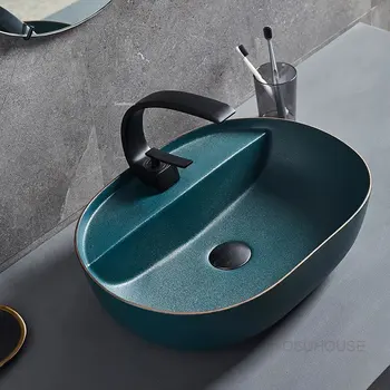 Скандинавские креативные раковины для ванной комнаты, керамический умывальник на интегрированной платформе, раковины для мытья ванной комнаты, роскошные умывальники для одной ванной комнаты