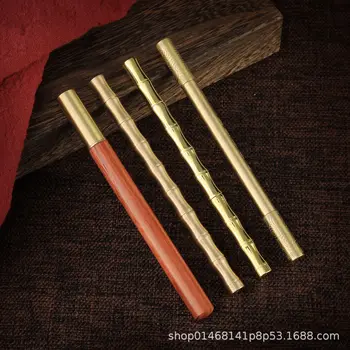 Металлическая фирменная бамбуковая ручка для суставов, красное дерево, позолоченная медь, деревянная ручка Классическая ручка для письма из оптовой коллекции