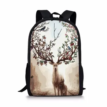 Рюкзак с фантастическим рисунком оленя, модный рюкзак для малышей, подростков, детские рюкзаки, школьная сумка для мальчиков и девочек с животным принтом в кавайном стиле