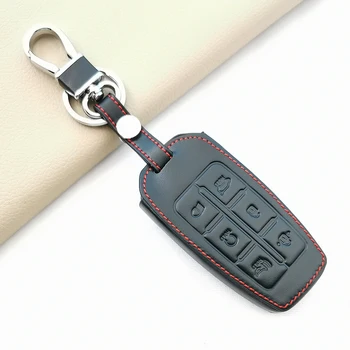 Чехол Для Ключей Автомобиля из Натуральной Кожи Auto Key Fob Cover Bag Shell для Hyundai Genesis G70 G80 G90 EQ900 GV80 GV70 GV60 6 Кнопок