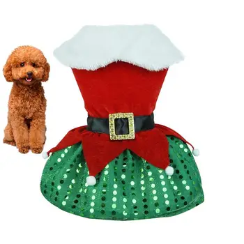Рождественское платье для домашних животных Креативная одежда для домашних животных Санта-Клауса Интересное Хлопчатобумажное Зимнее платье для собак Многофункциональное Рождественское платье для маленьких собак