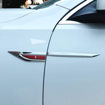 2 шт./компл. Наклейка на крыло автомобиля из нержавеющей стали, отличительные знаки, Эмблема модели автомобиля, аксессуары для украшения экстерьера Maserati Ghibli Granturis