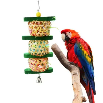 Подвесные игрушки для кормления птиц из плетеного ротанга ручной работы, шарики для жевания попугаев, Игрушки для измельчения попугаев, Аксессуары для птичьих клеток