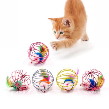 1 игрушечная палочка для кошек, перьевая палочка с часами, игрушечная клетка для мыши, пластиковая искусственная цветная игрушка для дразнения кошек, зоотовары разных цветов