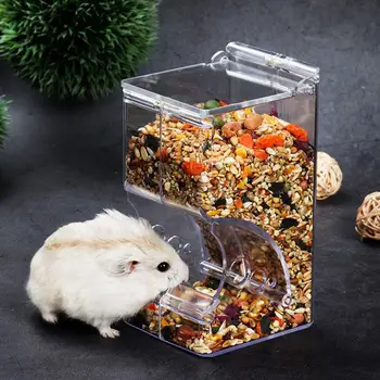 Диспенсер для корма для хомячков и кроликов, пластиковая прозрачная автоматическая кормушка для домашних животных для хомячков, морских свинок, миска-контейнер