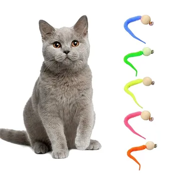 Игрушки для кошек False Mouse 5шт 2020 Новейшая волнистая игрушка для домашних животных - имитирующая червячка Игрушка для домашних животных с колокольчиком Мини-мышка Интерактивный тизер для кошек