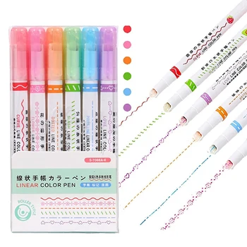 Набор маркеров Curve из 6 предметов с 6 ручками с наконечниками различной формы, разноцветными ручками Curve, хайлайтером различных цветов