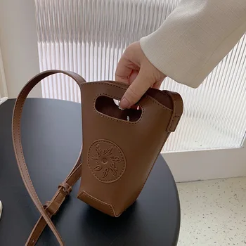 Мини-женская сумка через плечо с открытым ртом на лето 2023, модная сумка-корзина с наклонным ремешком