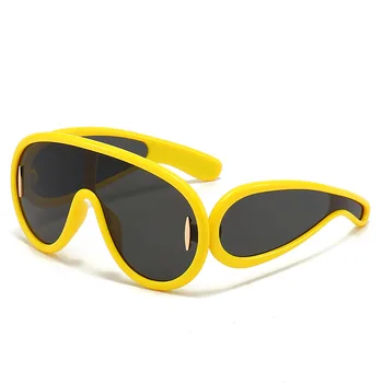 Новые авиационные солнцезащитные очки One Piece в стиле Hot Ins, солнцезащитные очки пилота в большой оправе, персонализированные хип-хоп, Пляжное будущее на открытом воздухе UV400