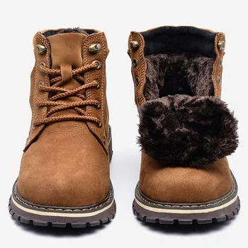 Мужские зимние ботинки из натуральной кожи, теплая мужская зимняя обувь из натуральной кожи с натуральным покрытием