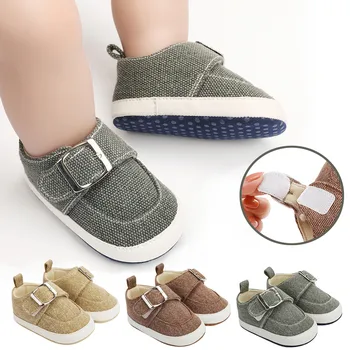 Обувь для маленьких мальчиков и девочек, однотонные, с круглым носком, дышащие, Мягкие, противоскользящие, детские кроссовки, Сандалии для первых ходунков для малышей, zapatos