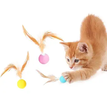 Игрушка для кошек, Обучающий мячик для когтеточки, Интерактивная игрушка для котенка, Принадлежности для домашних кошек, Забавная игрушка из перьев, аксессуары для кошек.