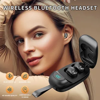 2023 TWS Мини Беспроводная Bluetooth-гарнитура Слуховой аппарат Спортивная смарт-гарнитура со светодиодным цифровым дисплеем 5,0 Bluetooth Hi-Fi Качество звука