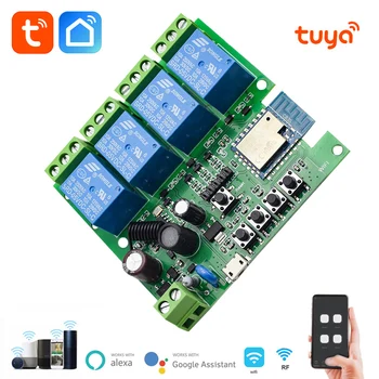 4CH Tuya Smart Wifi Switch Релейный Модуль USB5V 12V 24V 220V Приложение Пульт Дистанционного Управления Выключатель 4 Банды Реле Работает С Alexa Google Home