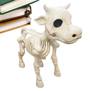 Скелет, декор на Хэллоуин, Жуткий скелет, декор на Хэллоуин, реалистичный скелет, статуя Коровы, кладбищенский реквизит для дома с привидениями Снаружи