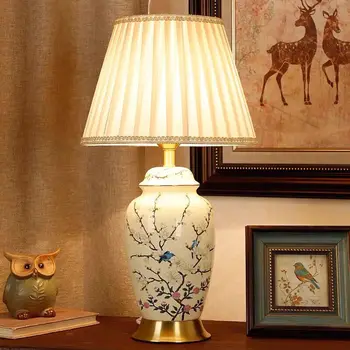 Современная керамическая настольная лампа TEMAR, светодиодная китайская простая креативная прикроватная лампа для дома, гостиной, спальни, кабинета