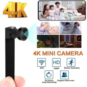Мини-веб-камера HD 4K 1080P Wifi IP Микрокамерная Портативный беспроводной модуль Видеомагнитофона Поддержка удаленного просмотра P2P Камеры 64G карты