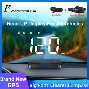 AMPrime M1 Автомобильный GPS Головной Дисплей Спидометр Проектор Лобового Стекла Цифровой HUD Автоматическая Сигнализация Превышения Скорости Автомобильные Аксессуары Для Всех Автомобилей