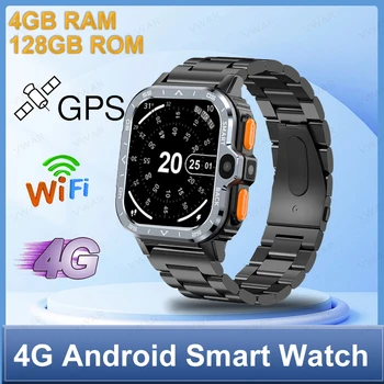 Смарт-часы 4G Android с Google Play, NFC, 4G + 128 G Wifi, двойная камера, SIM-карта, GPS, фитнес-трекер, пульсометр, прочные умные часы
