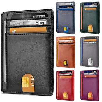 Новый Тонкий Блокирующий Кожаный кошелек, держатель для кредитных ID-карт, кошелек, чехол для денег для мужчин и женщин, Сумка 2023 года, Деловая сумка