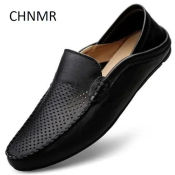 CHNMR-S/ Мужская Обувь в английском стиле, Деловые Лоферы для отдыха Из натуральной кожи, Слипоны, Большие Размеры, Черные Модные Выдолбленные